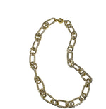 18K Gold Plated Textured Oval & Round link Necklace