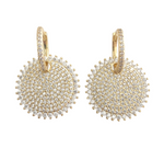 Pave Cubic Zirconia Drop Disc Earrings