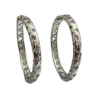 40mm Multi-Color CZ Star Hoop Earrings