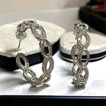 32mm CZ Oval Link Hoop Earrings