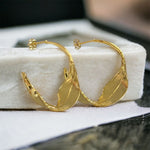 40MM Twist Leaf Hoop Earrings