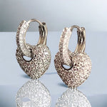 Cubic Zirconia Heart Dangling Huggie Earrings