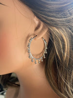 Cubic Zirconia Dangling Hoop Earrings