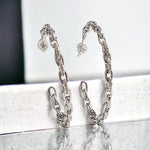 40mm Cubic Zirconia Accent Paperclip Link Hoop Earrings