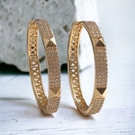 Pave Cubic Zirconia Spike Design Hoop Earrings