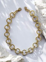 18K Gold Plated Matte Finished Ring & Oval Link Chain Necklace