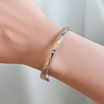 18K Gold/Silver Round Diamond Cut CZ Stone Bangle