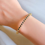 18K Gold Baguette CZ With Beads Bracelet