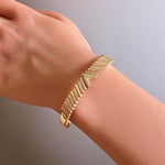 18k Gold CZ V Shape Bangle