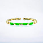 18K Enamel CZ Marquise Stone Shape Flexible Beads Bracelet